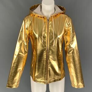 COMME des GARCONS BLACK Size S Gold Polyester Metallic Zip Up Jacket